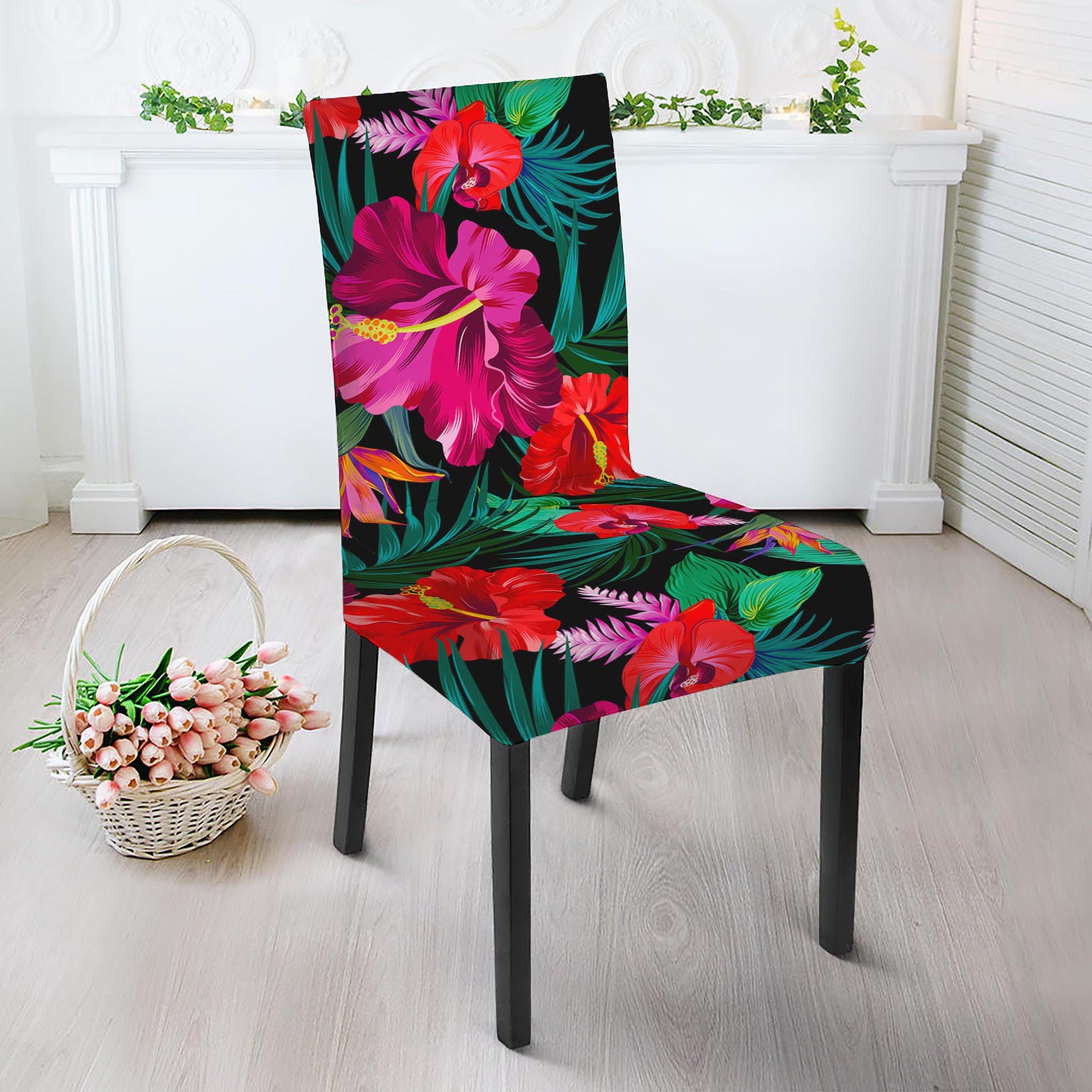 Hawaii Floral Flowers Pattern Print Dining Chair Slipcover