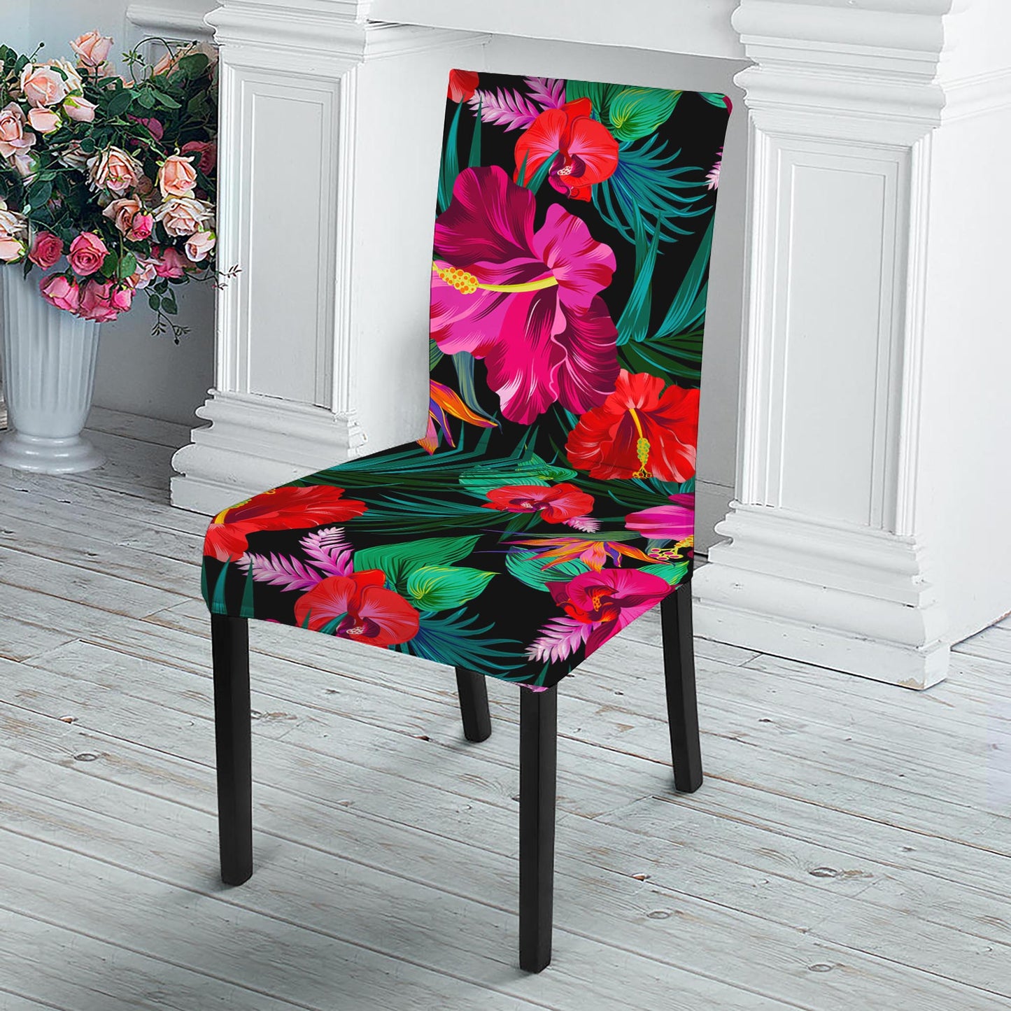 Hawaii Floral Flowers Pattern Print Dining Chair Slipcover