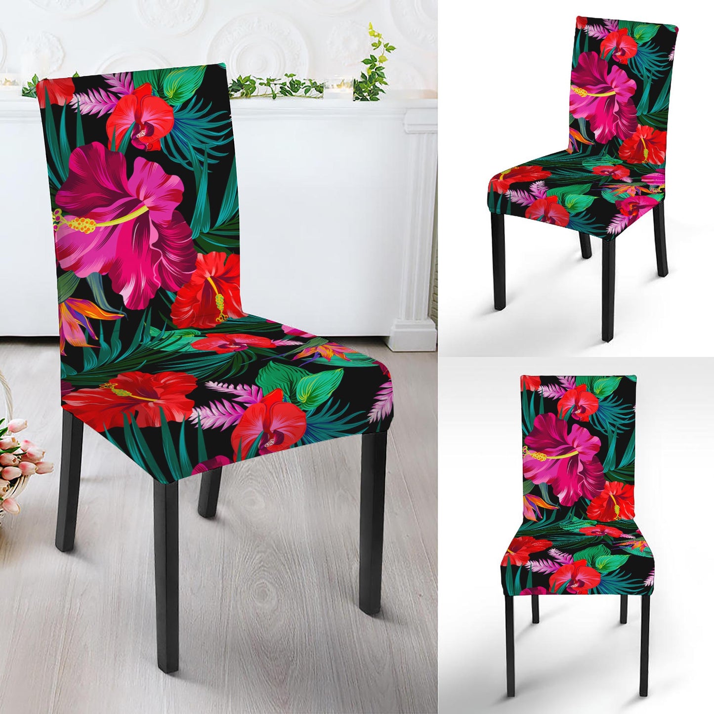 Hawaii Floral Flowers Pattern Print Dining Chair Slipcover