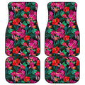 Hawaii Floral Flowers Pattern Print Front and Back Car Floor Mats