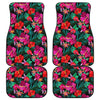 Hawaii Floral Flowers Pattern Print Front and Back Car Floor Mats