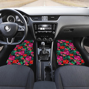 Hawaii Floral Flowers Pattern Print Front and Back Car Floor Mats