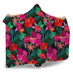Hawaii Floral Flowers Pattern Print Hooded Blanket