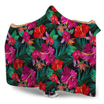 Hawaii Floral Flowers Pattern Print Hooded Blanket