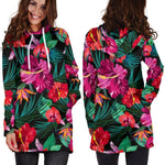 Hawaii Floral Flowers Pattern Print Hoodie Dress GearFrost