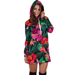 Hawaii Floral Flowers Pattern Print Hoodie Dress GearFrost