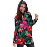 Hawaii Floral Flowers Pattern Print Hoodie Dress GearFrost