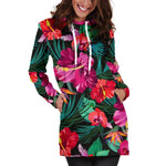 Hawaii Floral Flowers Pattern Print Hoodie Dress GearFrost