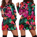 Hawaii Floral Flowers Pattern Print Hoodie Dress GearFrost