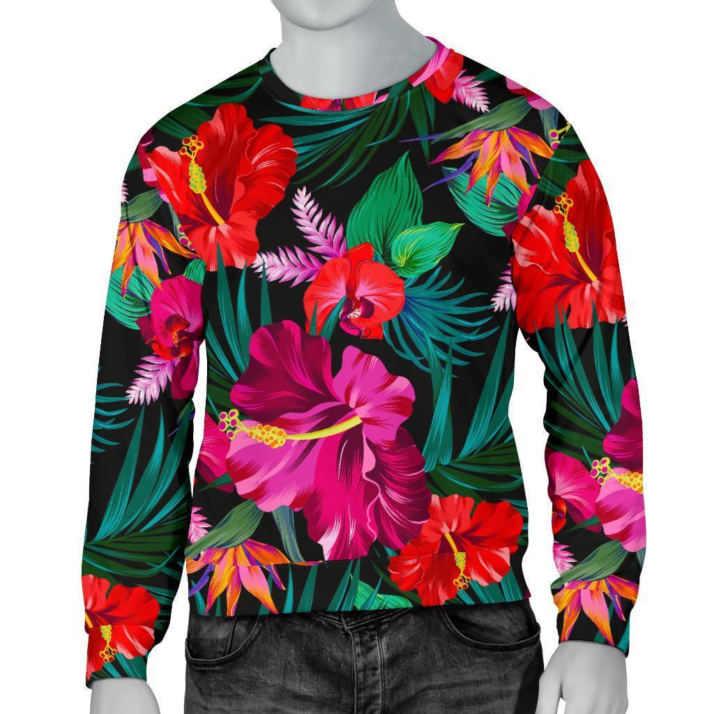 Hawaii Floral Flowers Pattern Print Men's Crewneck Sweatshirt GearFrost