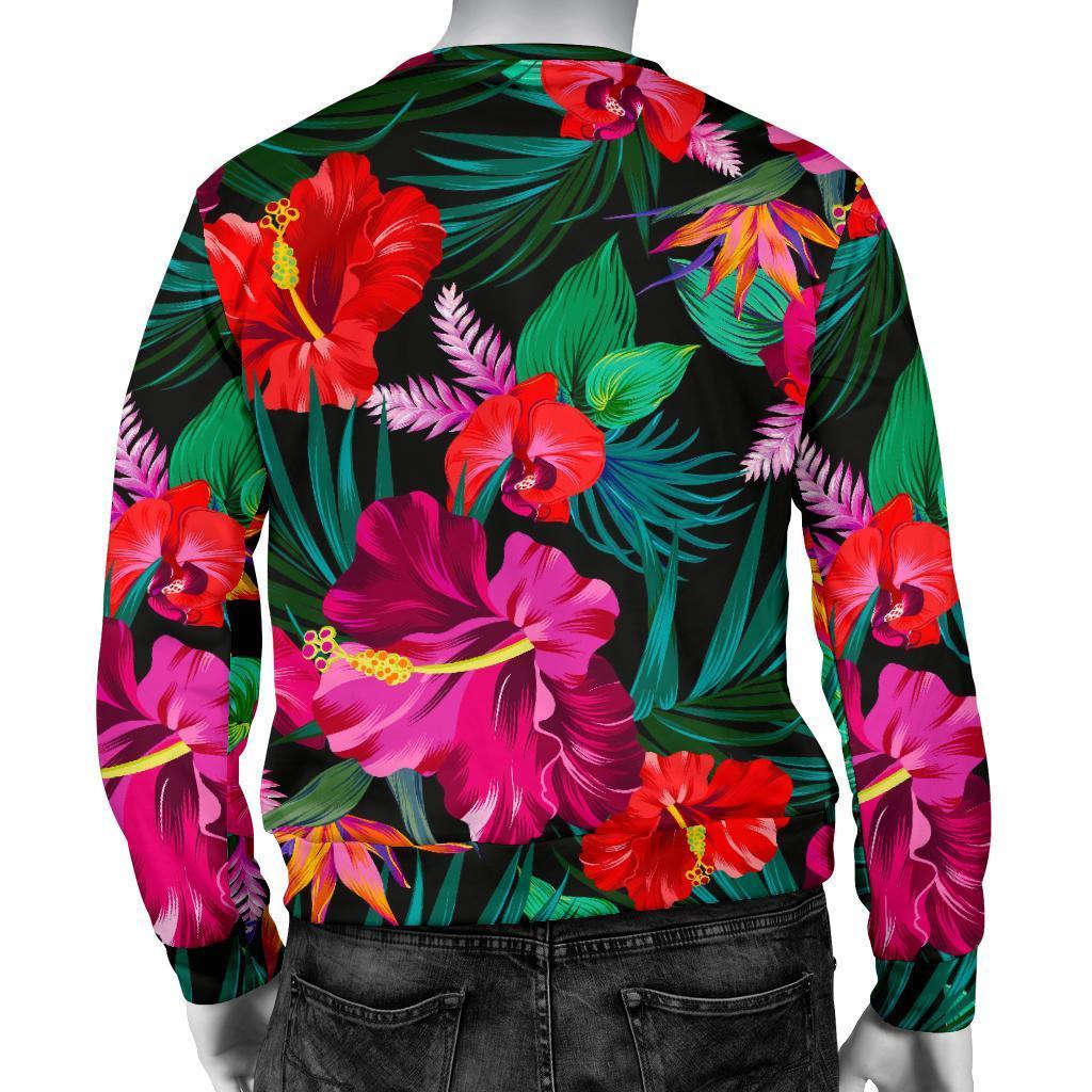 Hawaii Floral Flowers Pattern Print Men's Crewneck Sweatshirt GearFrost