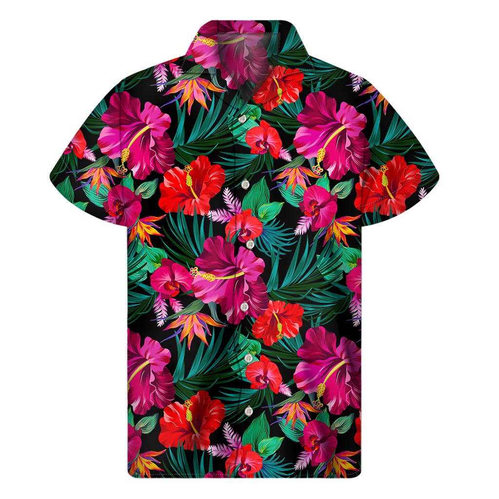 Hawaii Floral Flowers Pattern Print Men's Short Sleeve Shirt