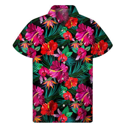 Hawaii Floral Flowers Pattern Print Men's Short Sleeve Shirt