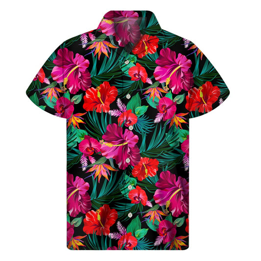 Hawaii Floral Flowers Pattern Print Men's Short Sleeve Shirt