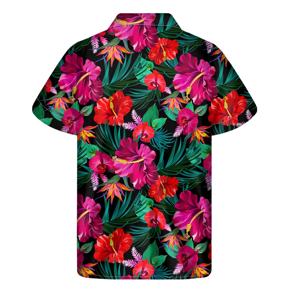 Hawaii Floral Flowers Pattern Print Men's Short Sleeve Shirt