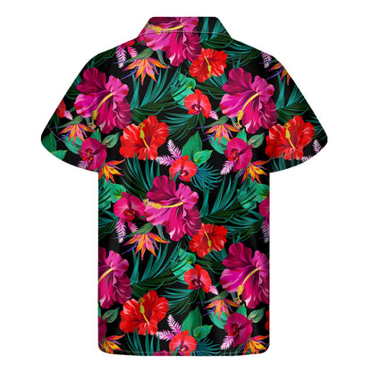Hawaii Floral Flowers Pattern Print Men's Short Sleeve Shirt