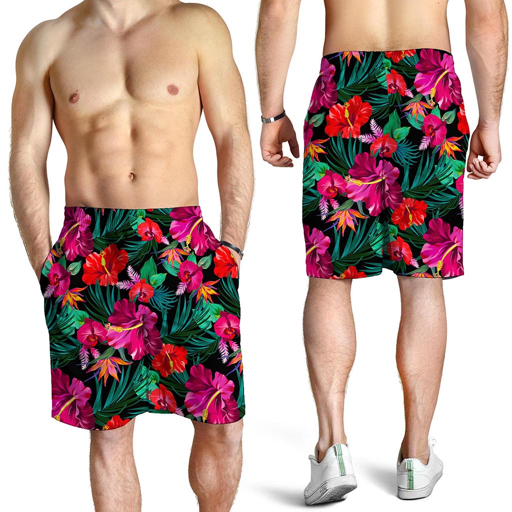 Hawaii Floral Flowers Pattern Print Men's Shorts