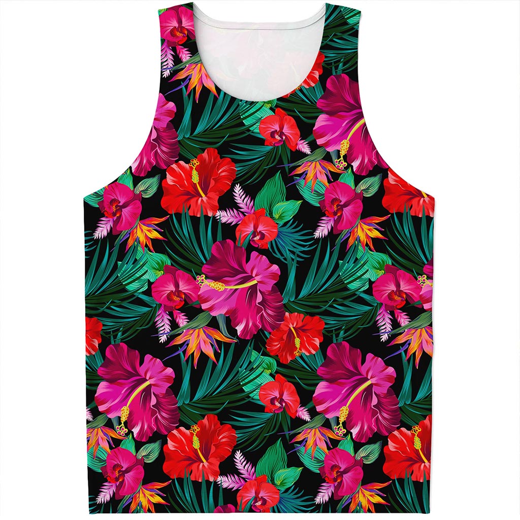 Hawaii Floral Flowers Pattern Print Men's Tank Top