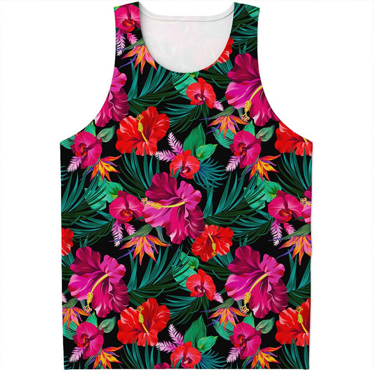 Hawaii Floral Flowers Pattern Print Men's Tank Top