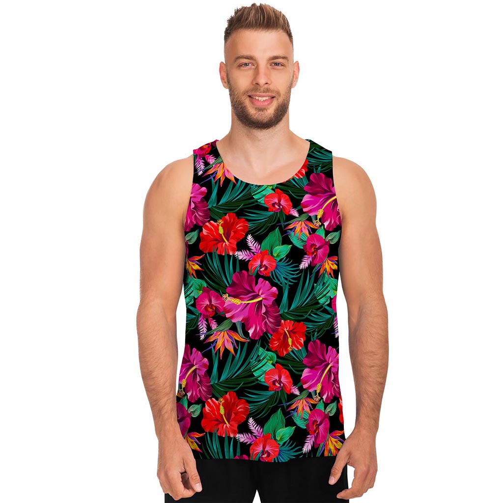 Hawaii Floral Flowers Pattern Print Men's Tank Top