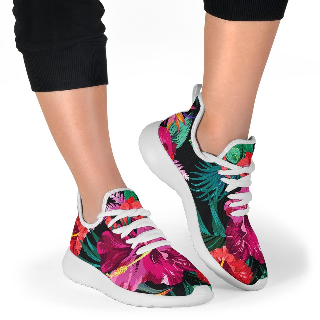 Hawaii Floral Flowers Pattern Print Mesh Knit Shoes GearFrost