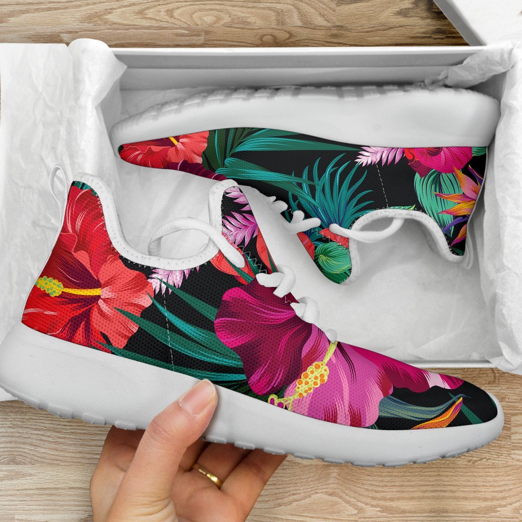 Hawaii Floral Flowers Pattern Print Mesh Knit Shoes GearFrost