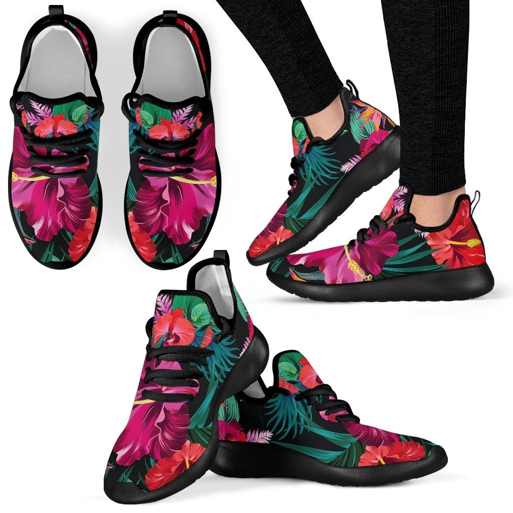 Hawaii Floral Flowers Pattern Print Mesh Knit Shoes GearFrost