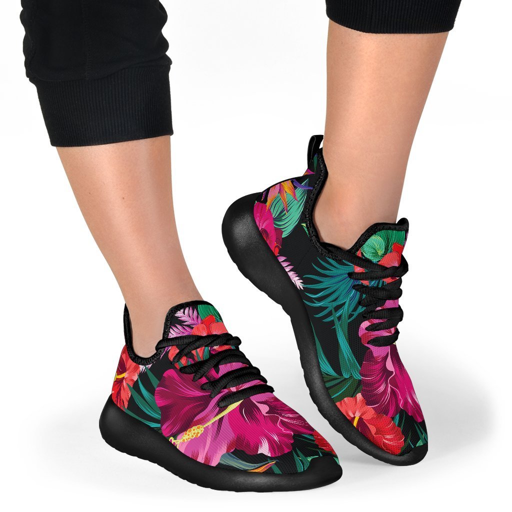 Hawaii Floral Flowers Pattern Print Mesh Knit Shoes GearFrost
