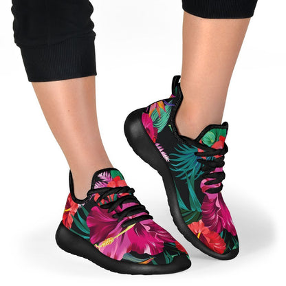 Hawaii Floral Flowers Pattern Print Mesh Knit Shoes GearFrost