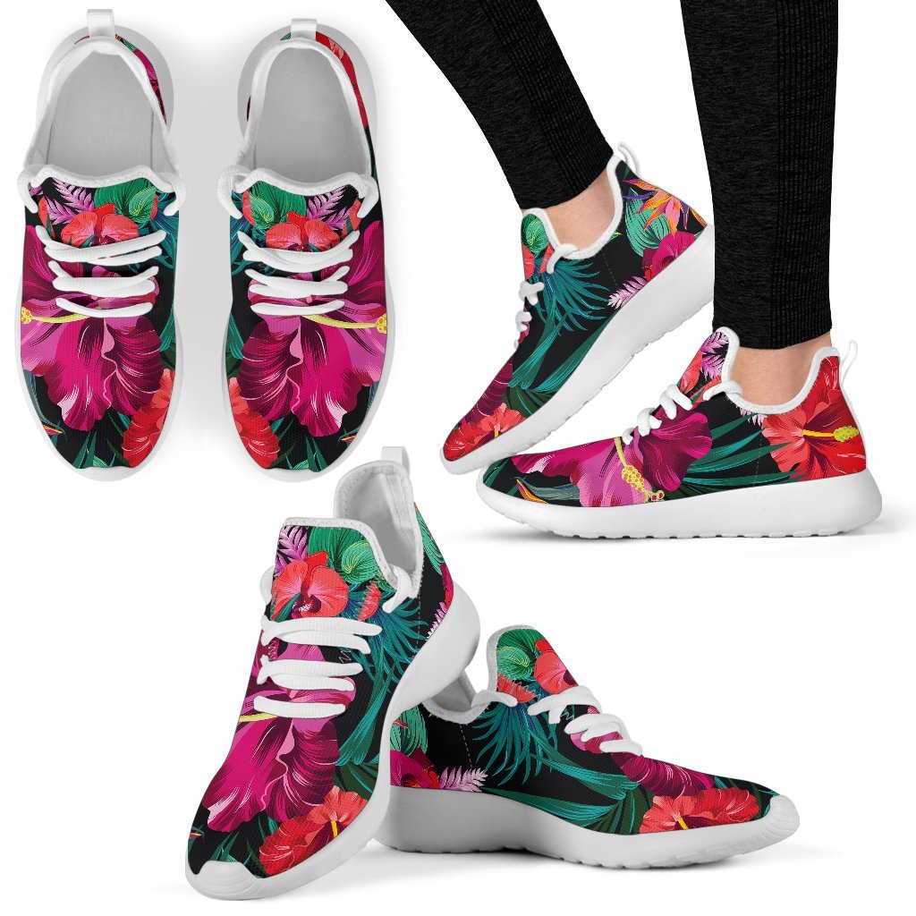 Hawaii Floral Flowers Pattern Print Mesh Knit Shoes GearFrost