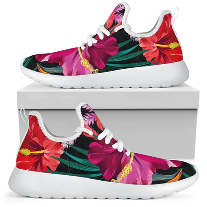 Hawaii Floral Flowers Pattern Print Mesh Knit Shoes GearFrost