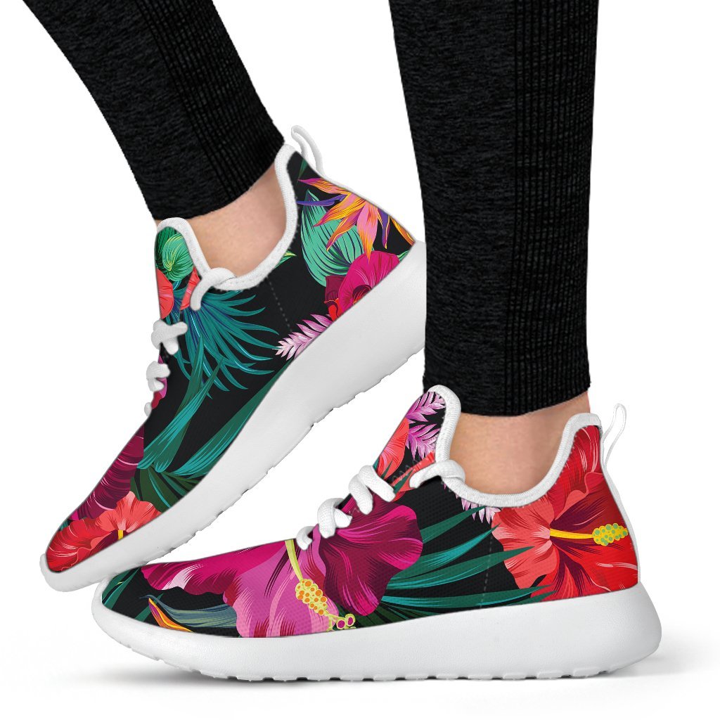 Hawaii Floral Flowers Pattern Print Mesh Knit Shoes GearFrost