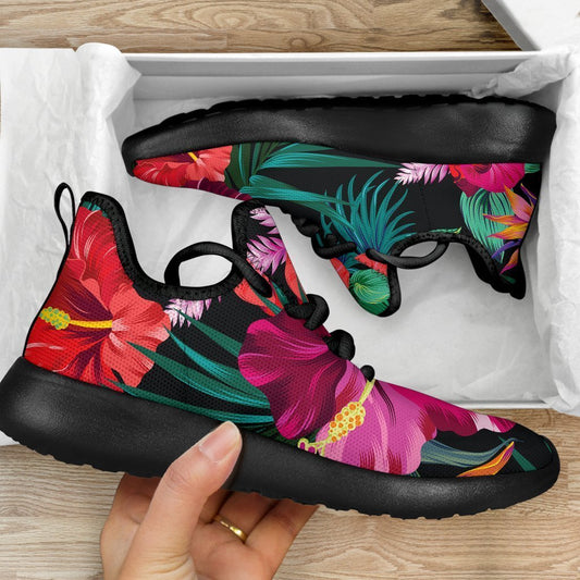 Hawaii Floral Flowers Pattern Print Mesh Knit Shoes GearFrost
