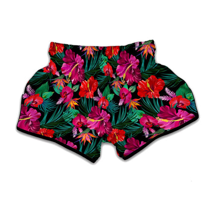 Hawaii Floral Flowers Pattern Print Muay Thai Boxing Shorts