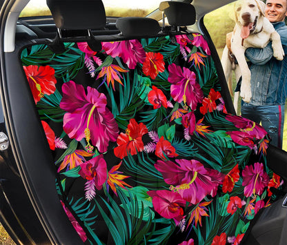 Hawaii Floral Flowers Pattern Print Pet Car Back Seat Cover
