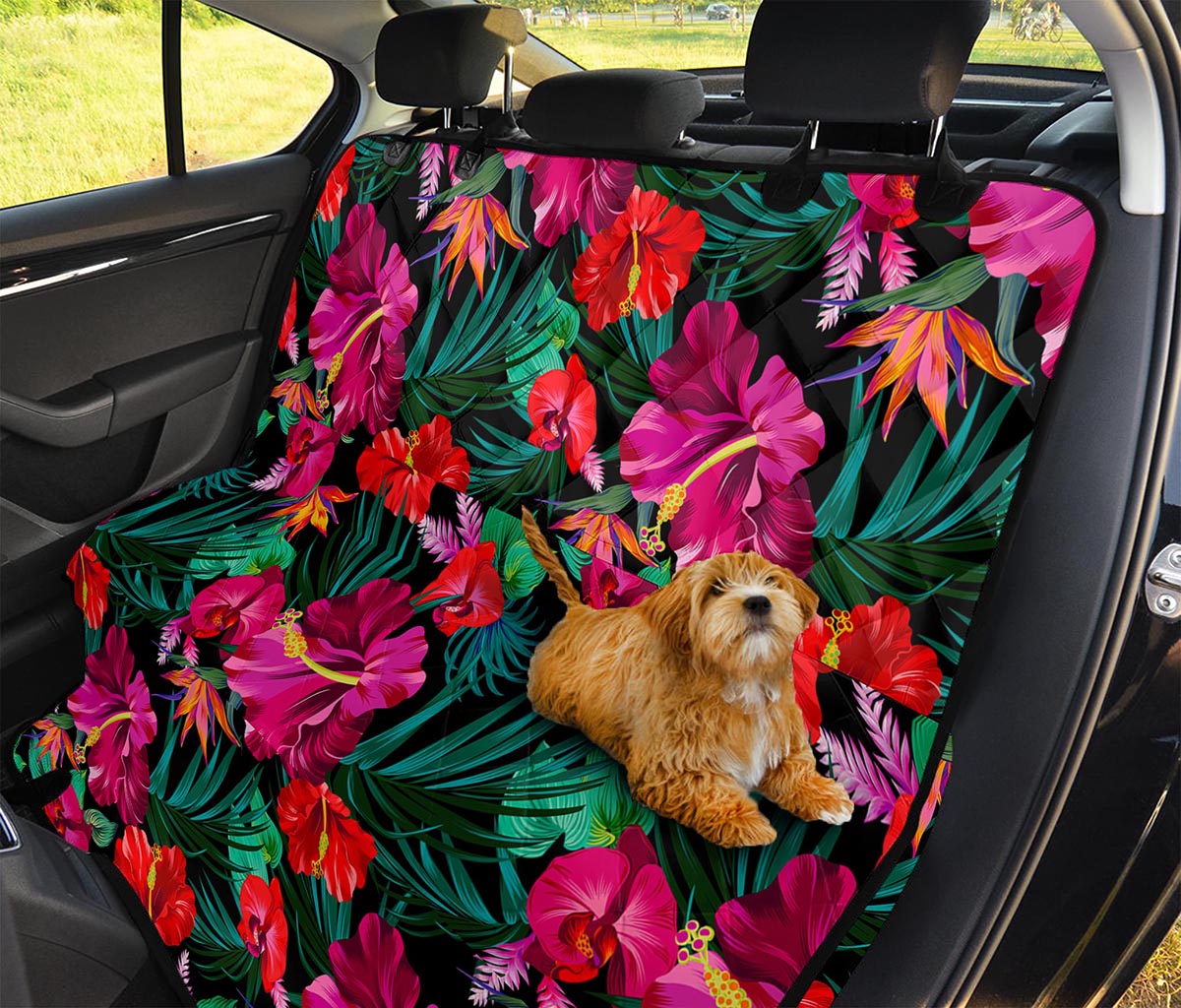 Hawaii Floral Flowers Pattern Print Pet Car Back Seat Cover