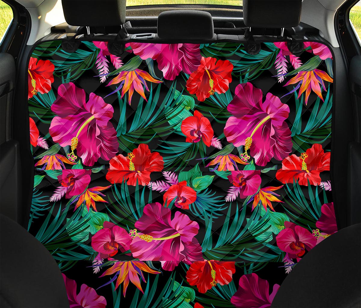 Hawaii Floral Flowers Pattern Print Pet Car Back Seat Cover