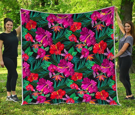 Hawaii Floral Flowers Pattern Print Quilt