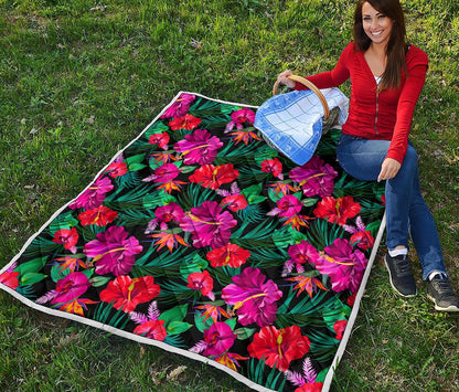 Hawaii Floral Flowers Pattern Print Quilt