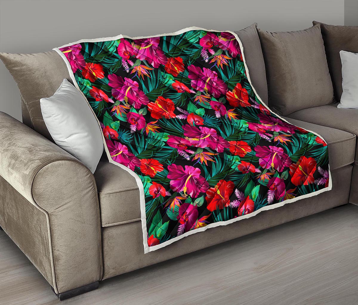 Hawaii Floral Flowers Pattern Print Quilt