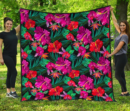 Hawaii Floral Flowers Pattern Print Quilt