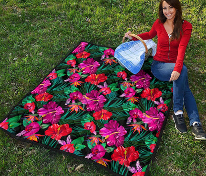 Hawaii Floral Flowers Pattern Print Quilt