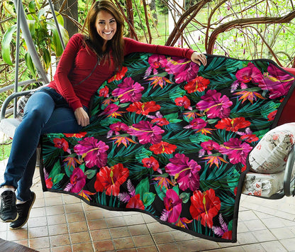 Hawaii Floral Flowers Pattern Print Quilt
