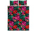 Hawaii Floral Flowers Pattern Print Quilt Bed Set