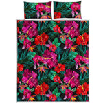 Hawaii Floral Flowers Pattern Print Quilt Bed Set