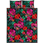 Hawaii Floral Flowers Pattern Print Quilt Bed Set