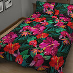 Hawaii Floral Flowers Pattern Print Quilt Bed Set