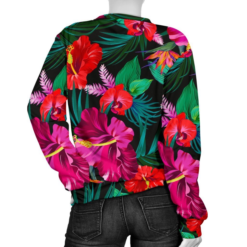 Hawaii Floral Flowers Pattern Print Women's Crewneck Sweatshirt GearFrost