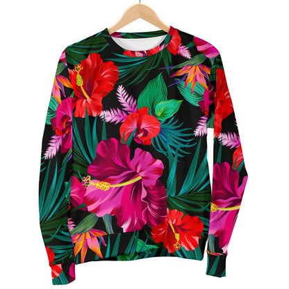 Hawaii Floral Flowers Pattern Print Women's Crewneck Sweatshirt GearFrost
