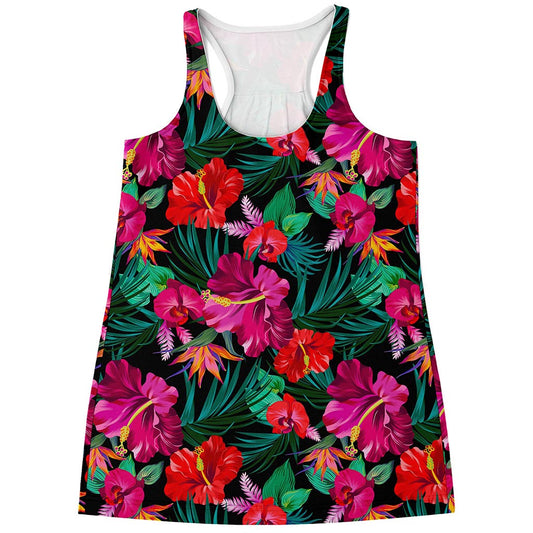 Hawaii Floral Flowers Pattern Print Women's Racerback Tank Top
